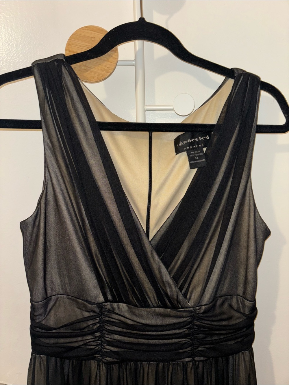 Vintage connected apparel Black and Nude Mesh Midi Dress